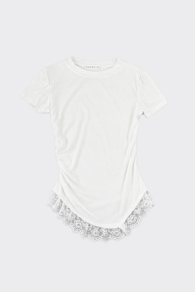 T-shirt with lace hem white