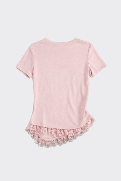 T-shirt with lace hem pink
