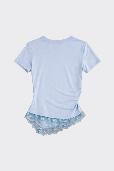 T-shirt with lace hem blue