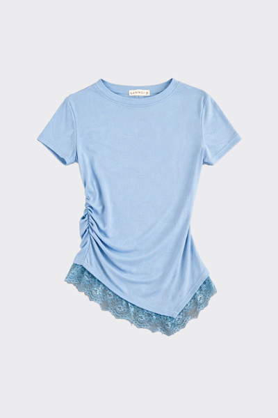 T-shirt with lace hem blue