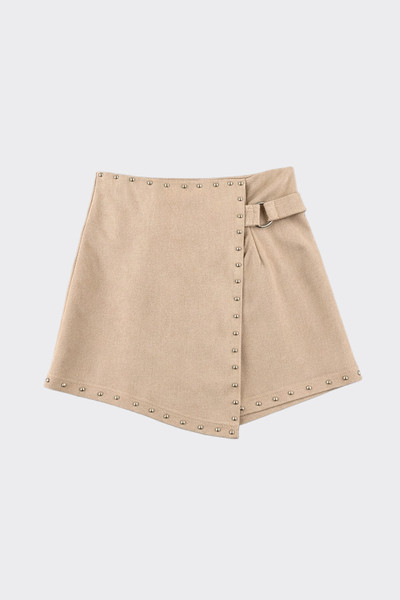 Studded belted skort beige
