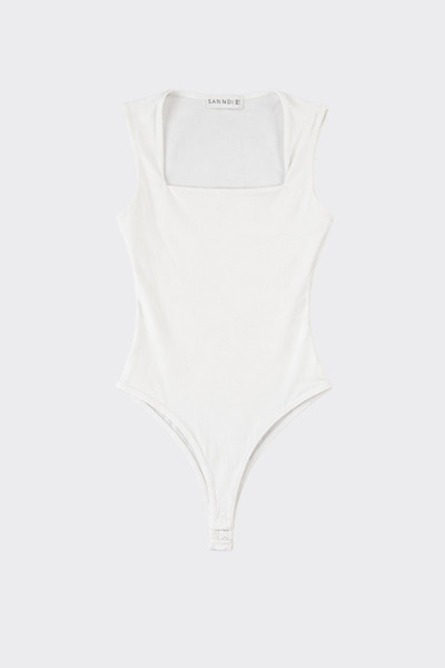 Polyamide bodysuit with square neckline white