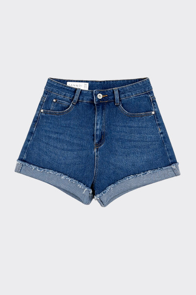 Denim shorts with folded hem