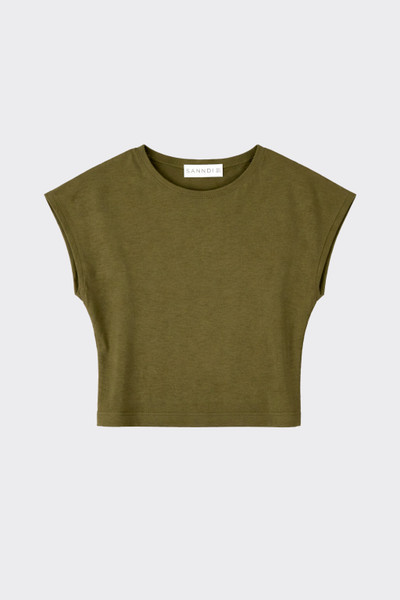 Basic fitted crop t-shirt kaki
