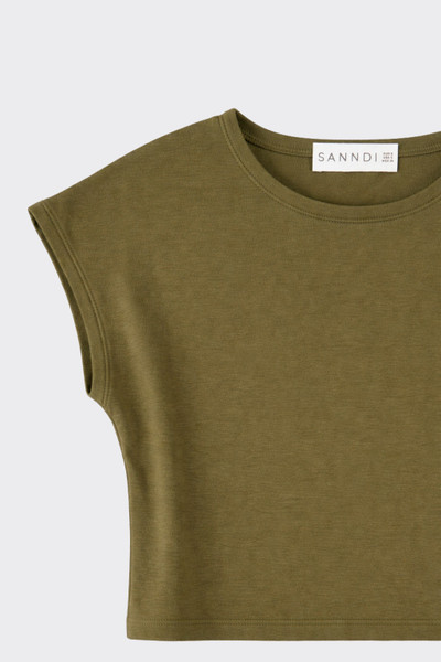 Basic fitted crop t-shirt kaki