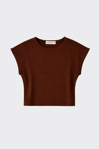 Basic fitted crop t-shirt brown