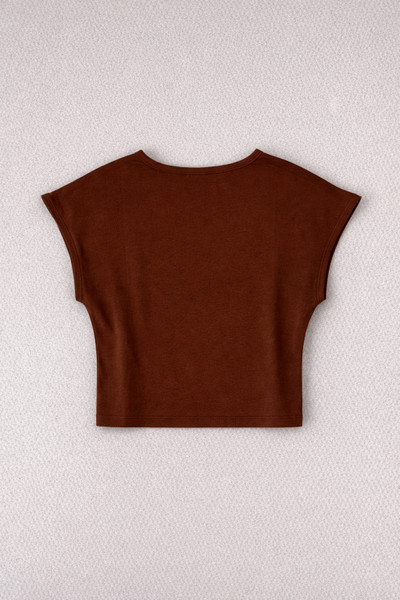 Basic fitted crop t-shirt brown