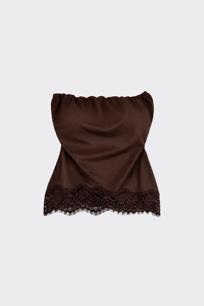 Strapless top with lace at the hem brown
