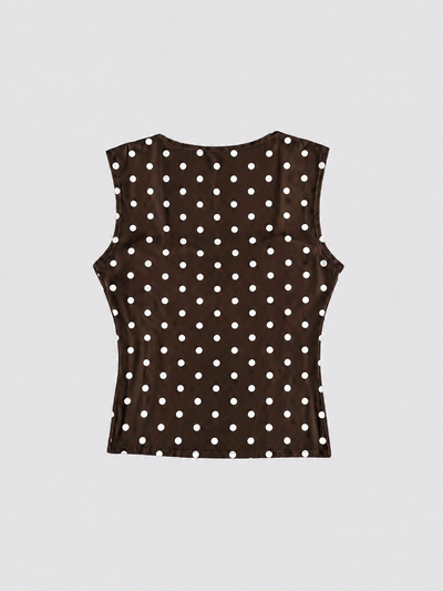 Polka dots tank top brown