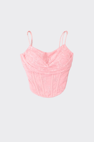 Halter top corset with lace pink