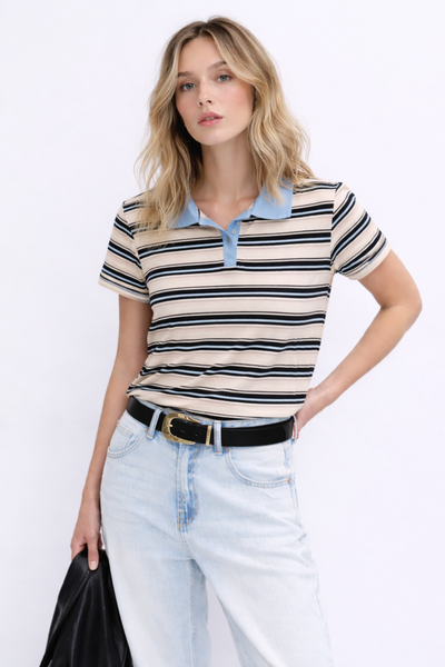 Blue striped polo