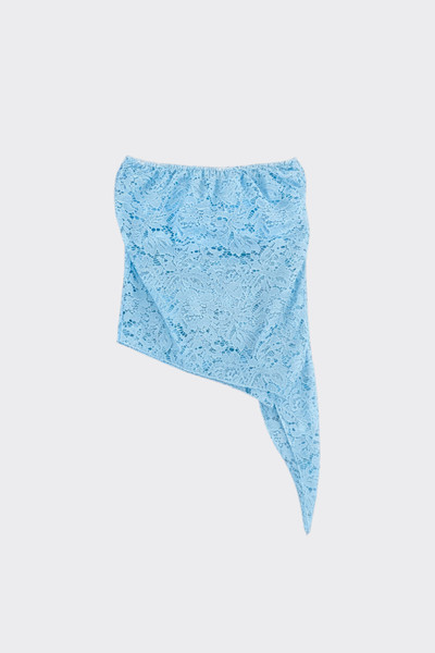 Asymmetrical lace bandeau top blue
