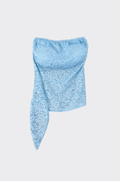 Asymmetrical lace bandeau top blue
