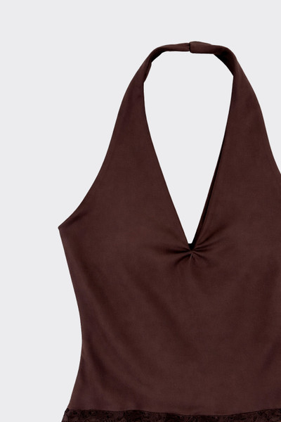 Top halter lace in hem brown