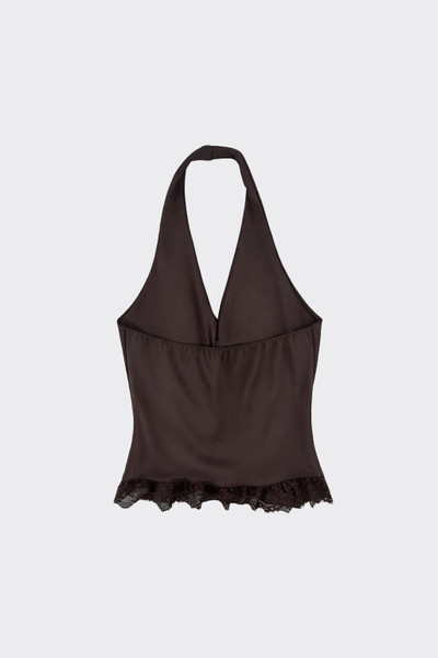 Top halter lace in hem brown