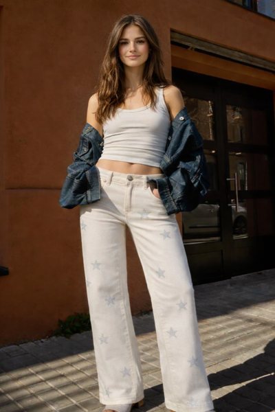 Jeans with glitter stars on front and back pockets