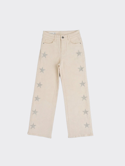 Jeans with glittery stars and stars on the back beige
