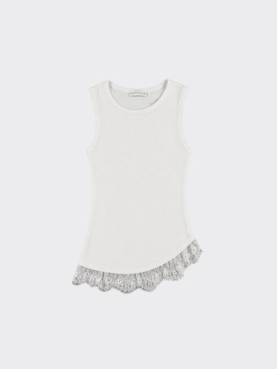 Strappy top with lace trim at the hem