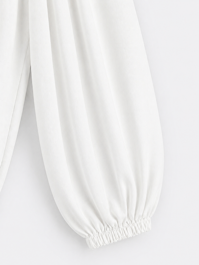 Super volume harem pants white