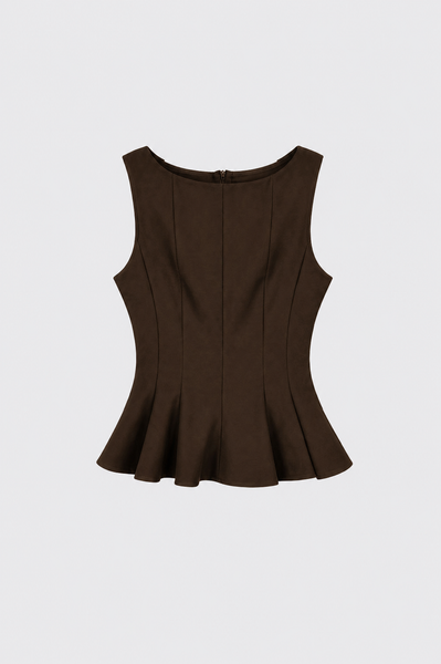 Structured Peplum Top Brown