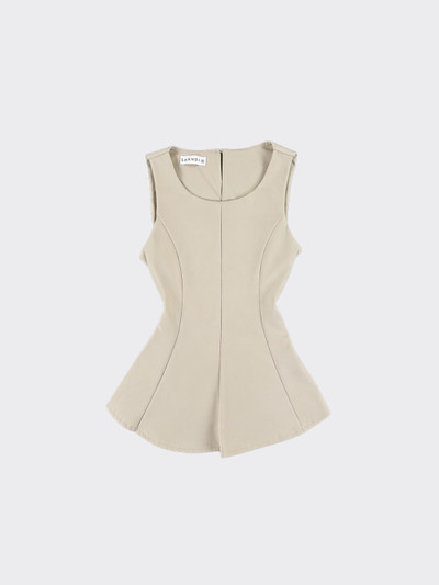 Taupe peplum top fitted at the back