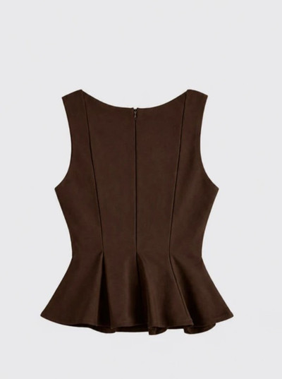 Structured Peplum Top Brown