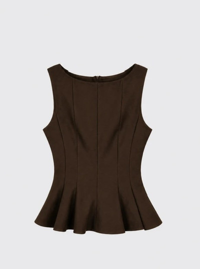 Structured Peplum Top Brown