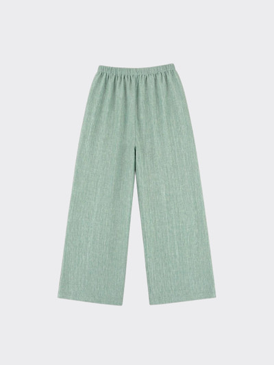 Linen-effect trousers with glitter stripes Green