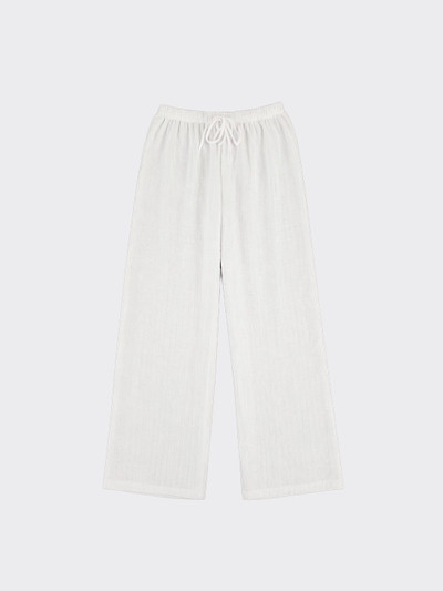 Linen-effect trousers with glitter stripes White