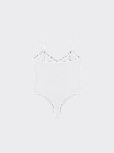 V-neck with lace strappy bodysuit white