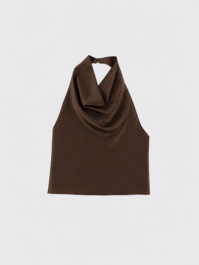 Satin halter top brown