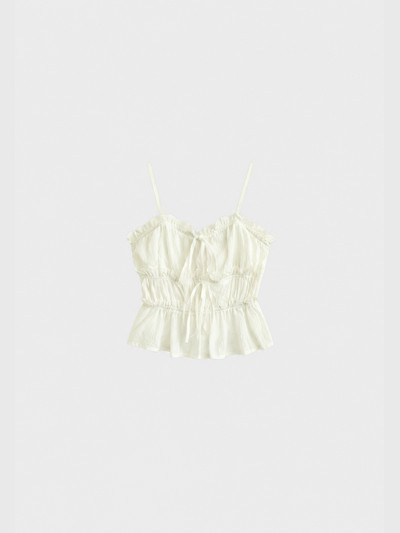 Flowy embroidered strappy top white