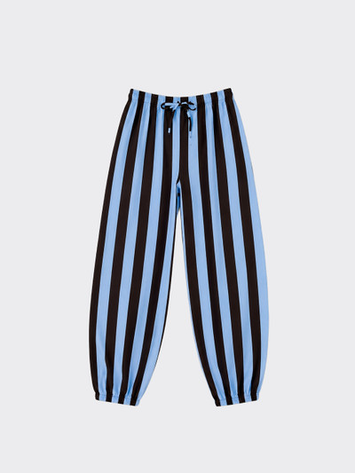 Brown and blue striped flowy harem pants