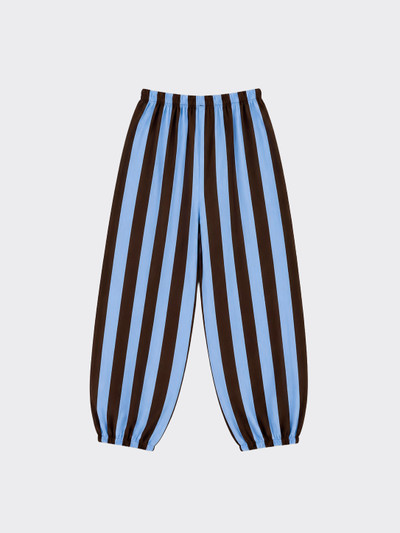 Brown and blue striped flowy harem pants