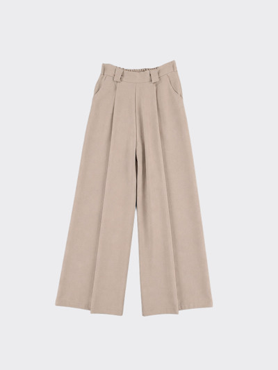 Flowy pleated trousers linen effect taupe