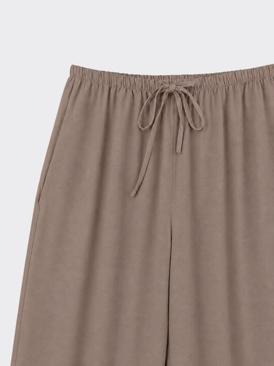 Wide-leg linen effect trousers with adjustable drawstring taupe