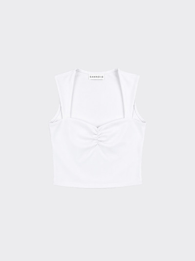 Polyamide top with square neckline white