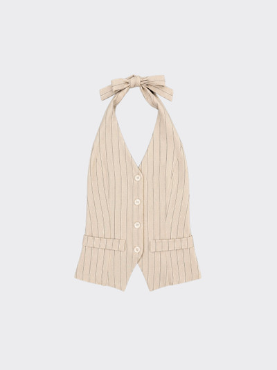 Beige striped halter vest
