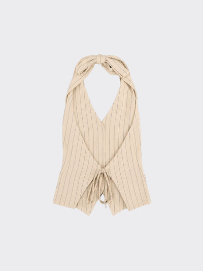 Beige striped halter vest