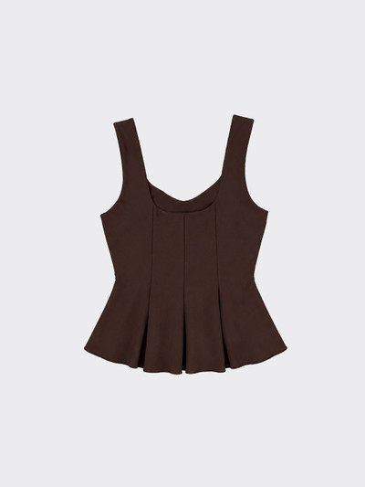 Structured peplum top brown with v neck