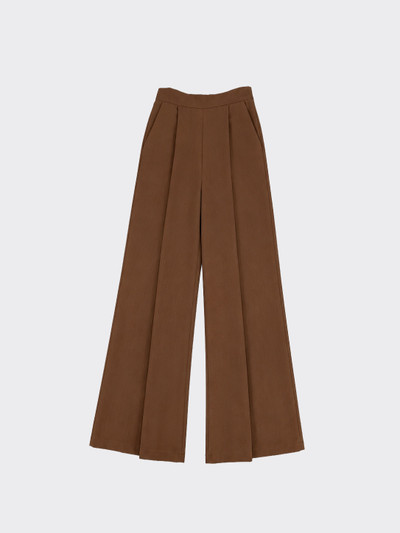 Flowy pleated trousers linen effect brown