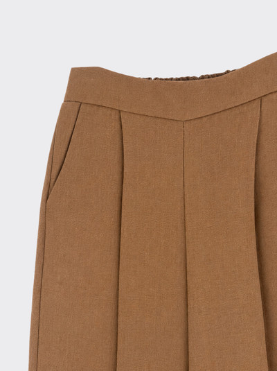 Flowy pleated trousers linen effect brown