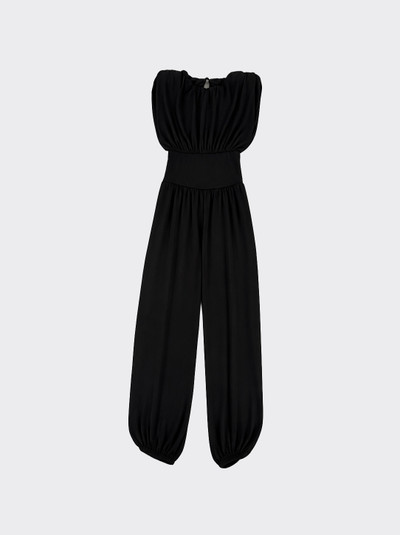 Jumpsuit with shoulder pads and gathered waist black