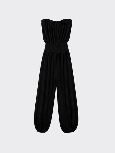 Jumpsuit with shoulder pads and gathered waist black