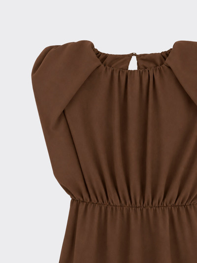Jumpsuit with shoulder pads and gathered waist brown