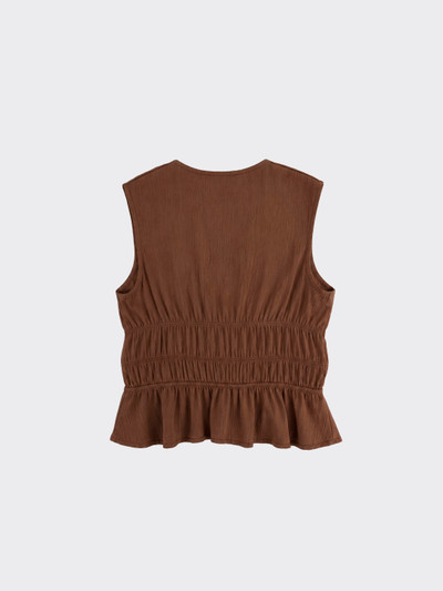 Pleated top with ties in front brown