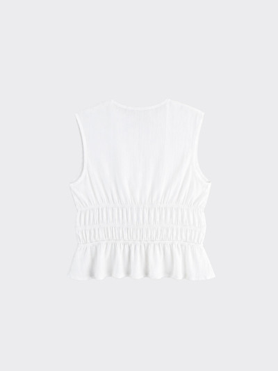 Pleated top with ties in front white