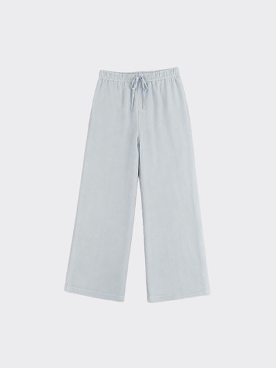 Fluid wide leg linen effect pants light blue