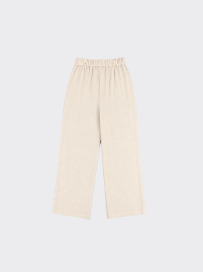 Wide-leg linen flowy trousers with loops beige