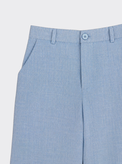 Wide-leg linen flowy trousers with loops blue